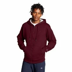 Men's Champion® Fleece Powerblend Zip-Up Hoodie Maroon -Champion shop unnamed file 101