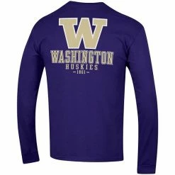 Men's Champion Purple Washington Huskies Team Stack Long Sleeve T-Shirt -Champion shop unnamed file 10126