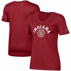Women's Champion Crimson Indiana Hoosiers University College Seal V-Neck T-Shirt