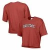Women's Champion Scarlet Ohio State Buckeyes Vintage Wash Boxy Crop T-Shirt