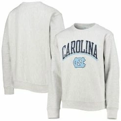 Youth Champion Heathered Gray North Carolina Tar Heels Reverse Weave Pullover Sweatshirt