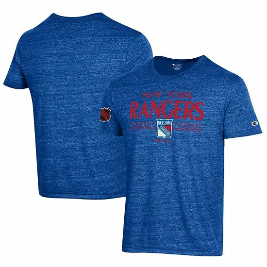 Men's Champion Blue New York Rangers Tri-Blend T-Shirt 4 Men's Champion Blue New York Rangers Tri-Blend T-Shirt - Image 2