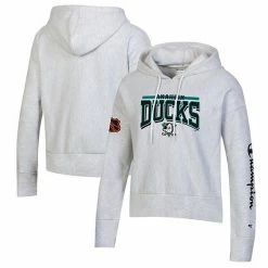 Women's Champion Heathered Gray Anaheim Ducks Reverse Weave Pullover Hoodie