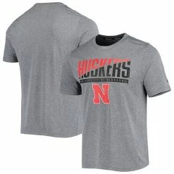 Men's Champion Gray Nebraska Huskers Wordmark Slash T-Shirt 3 Men's Champion Gray Nebraska Huskers Wordmark Slash T-Shirt -Champion shop unnamed file 10455