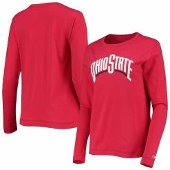 Women's Champion Scarlet Ohio State Buckeyes University Logo Long Sleeve T-Shirt
