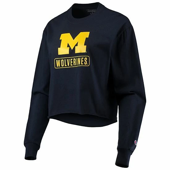 Women's Champion Navy Michigan Wolverines Boyfriend Cropped Long Sleeve T-Shirt Women's Champion Navy Michigan Wolverines Boyfriend Cropped Long Sleeve T-Shirt -Champion shop unnamed file 10742