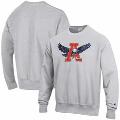 Men's Champion Heathered Gray Auburn Tigers Vault Logo Reverse Weave Pullover Sweatshirt