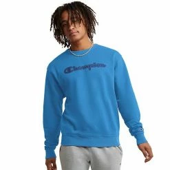 Men's Champion® Vintage Wash Varsity Fleece Crew Sweatshirt Solar Wash Forest Peak -Champion shop unnamed file 1148