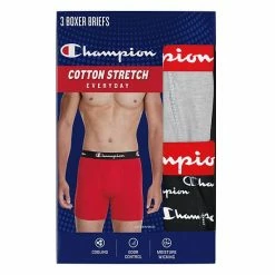 Men's Champion 3-Pack Cotton Stretch Boxer Briefs Black Grey Script -Champion shop unnamed file 1222