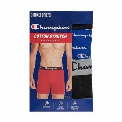 Men's Champion 3-Pack Cotton Stretch Boxer Briefs Black Grey Script -Champion shop unnamed file 1223