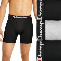 Men's Champion 3-Pack Cotton Stretch Boxer Briefs Black Grey Script -Champion shop unnamed file 1229