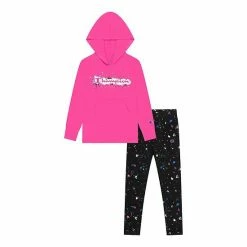 Girls 4-6X Champion Paint Splatter Graphic Hoodie & Jogger Set Wow Pink Black -Champion shop unnamed file 1414