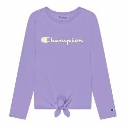 Girls 7-16 Champion® Classic Script Tie Front Tee Light Pink -Champion shop unnamed file 1447