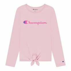 Girls 7-16 Champion® Classic Script Tie Front Tee Light Pink -Champion shop unnamed file 1449