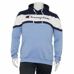 Big & Tall Champion® Two-Tone Colorblock Hoodie Black White Heather -Champion shop unnamed file 1463