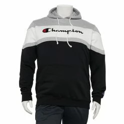 Big & Tall Champion® Two-Tone Colorblock Hoodie Black White Heather -Champion shop unnamed file 1464