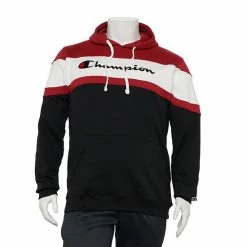 Big & Tall Champion® Two-Tone Colorblock Hoodie Black White Heather -Champion shop unnamed file 1465