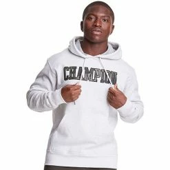 Men's Champion® Powerblend Applique Fleece Hoodie Oxford Gray