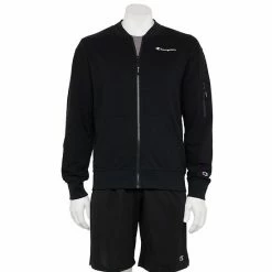 Men's Champion® French-Terry Fleece Bomber Jacket Black