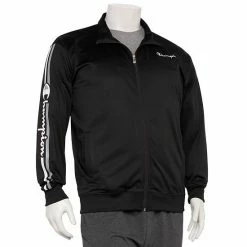 Big & Tall Champion® Scripted Tricot Track Jacket Dark Gray