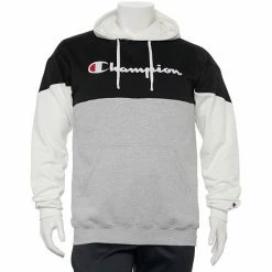 Big & Tall Champion® Colorblock Fleece Hoodie Black White Heather -Champion shop unnamed file 1594