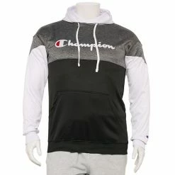 Big & Tall Champion® Colorblock Fleece Hoodie Black White Heather -Champion shop unnamed file 1598