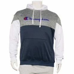 Big & Tall Champion® Colorblock Fleece Hoodie Black White Heather -Champion shop unnamed file 1599