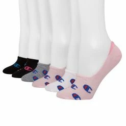 Women's Champion 6 Pack Invisible Liner Socks Pink White Black -Champion shop unnamed file 1754