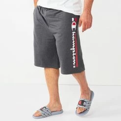 Big & Tall Champion® Vertical Script Fleece Shorts Charcoal Heather -Champion shop unnamed file 1896