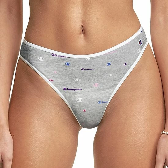 Women's Champion® Stretch Thong Panty CH46AS Grey White Logo Print Women's Champion® Stretch Thong Panty CH46AS Grey White Logo Print -Champion shop unnamed file 2442