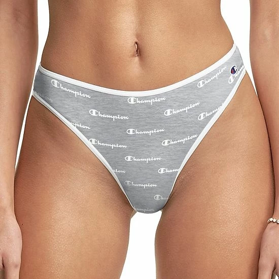 Women's Champion® Stretch Thong Panty CH46AS Grey White Logo Print Women's Champion® Stretch Thong Panty CH46AS Grey White Logo Print -Champion shop unnamed file 2445