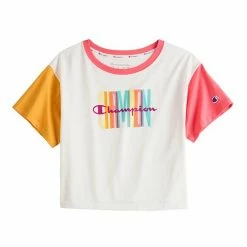 Women's Champion® Colorblock Crop Tee Portal Teal White -Champion shop unnamed file 2581