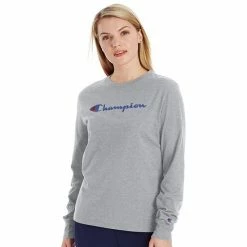 Women's Champion® Graphic Long Sleeve Tee Oxford Gray -Champion shop unnamed file 2774