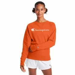 Women's Champion® Powerblend Fleece Boyfriend Sweatshirt Poppy Orange -Champion shop unnamed file 282