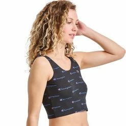 Champion® Athletics Stretch Crop Top CH51AS Navy Oxford Print -Champion shop unnamed file 3073