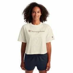 Women's Champion® Crop Tee Oxford Gray -Champion shop unnamed file 3137