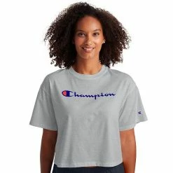 Women's Champion® Crop Tee Oxford Gray -Champion shop unnamed file 3138