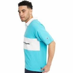 Men's Champion® Middleweight Rugby Polo Electric Cyan White -Champion shop unnamed file 3158