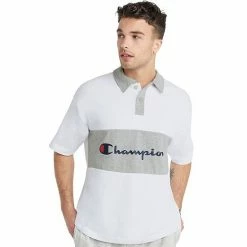 Men's Champion® Middleweight Rugby Polo Electric Cyan White -Champion shop unnamed file 3161