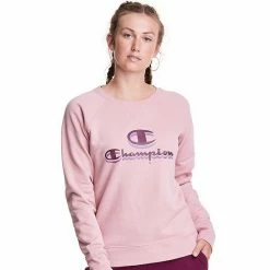 Women's Champion® Powerblend Graphic Crewneck Sweatshirt Venture Pink -Champion shop unnamed file 3295