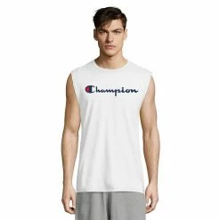 Men's Champion® Logo Graphic Muscle Tee Laser Orange Pe Hthr