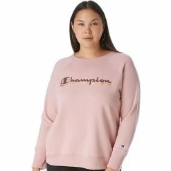 Plus Size Champion® Powerblend Fleece Graphic Crewneck Sweatshirt Pink Beige -Champion shop unnamed file 3343