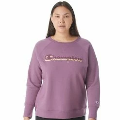 Plus Size Champion® Powerblend Fleece Graphic Crewneck Sweatshirt Pink Beige -Champion shop unnamed file 3345