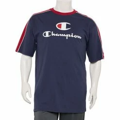 Big & Tall Champion® Colorblock Tee Navy Heather Red -Champion shop unnamed file 3364