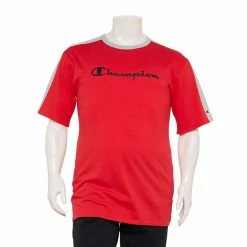Big & Tall Champion® Football Stripe Tee Red -Champion shop unnamed file 3396