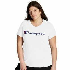 Plus Size Champion® Graphic V-Neck Tee Oxford Gray