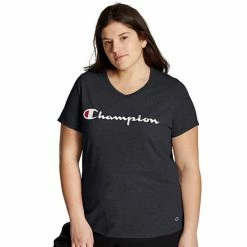 Plus Size Champion® Graphic V-Neck Tee Oxford Gray -Champion shop unnamed file 3525