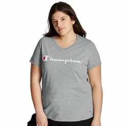 Plus Size Champion® Graphic V-Neck Tee Oxford Gray -Champion shop unnamed file 3528