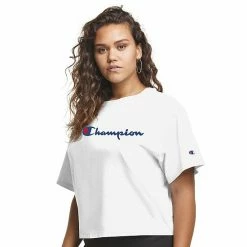 Plus Size Champion® Cropped Graphic Tee White -Champion shop unnamed file 3747