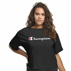 Plus Size Champion® Cropped Graphic Tee White -Champion shop unnamed file 3748